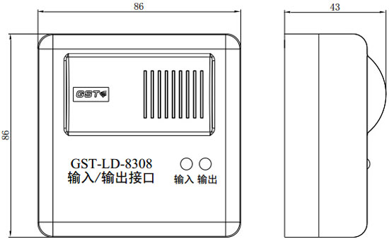 GST-LD-8308輸(shū)入/輸(shū)出接口外形示意圖(tú)